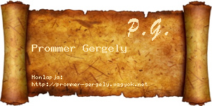 Prommer Gergely névjegykártya
